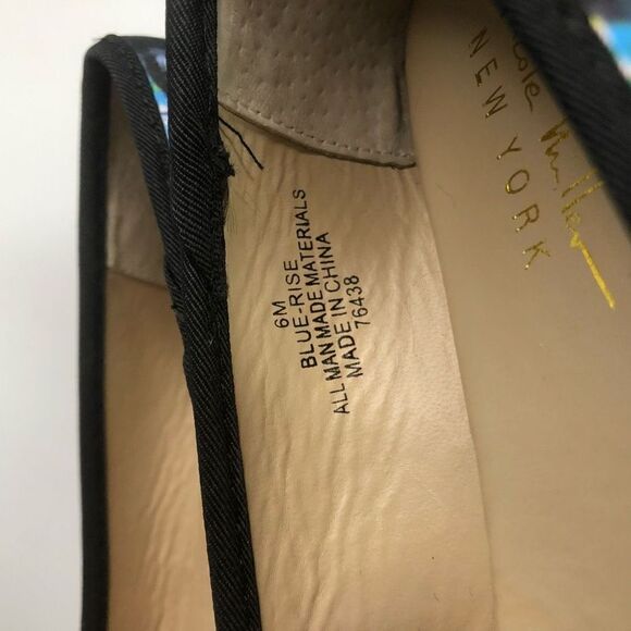 nicole miller 6M blue rise flat point toe slip on wearable art ballet flats bow - Picture 7 of 7